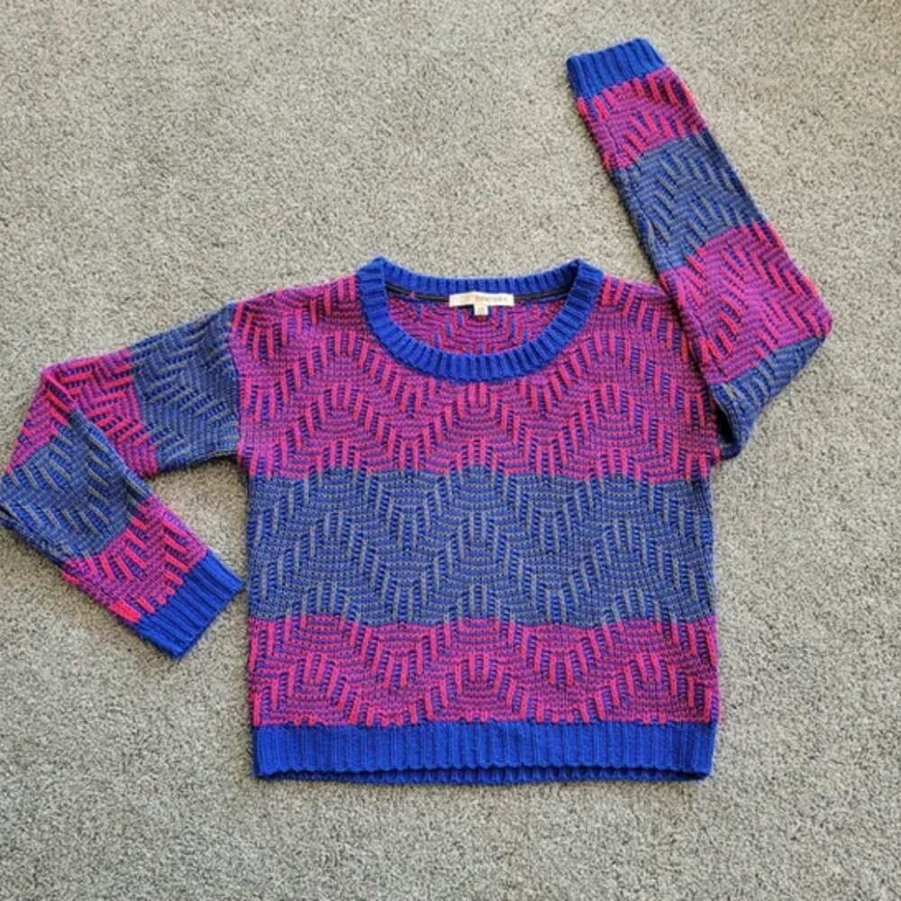 Funky Blue and Pink Sweater | Size XS | Rewind